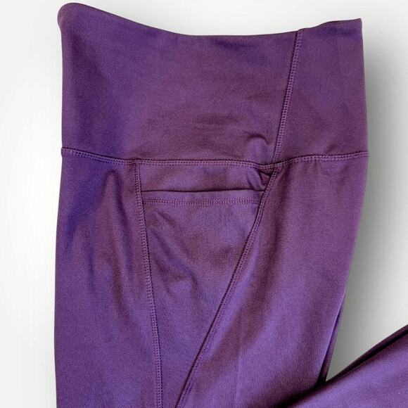 Danskin Activewear Yoga Gym Workout Tight Leggings Pocket High Rise Size L Plum - Picture 12 of 16